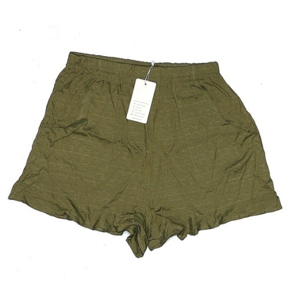 NWT Sucrefas‎ 3X olive green high rise retro cotton blend pocket wide leg shorts